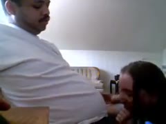 The unattractive, kinky black-haired wifey gave her husband's shlong a powerful oral sex.